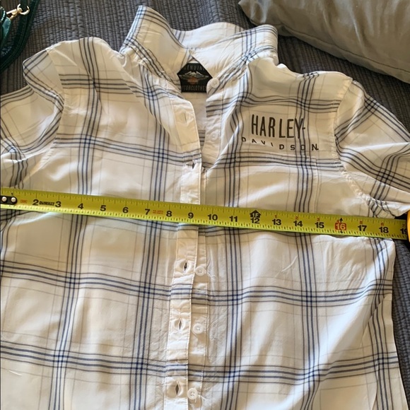 Gently Loved Harley-Davidson White Striped  Shirt - Picture 7 of 9